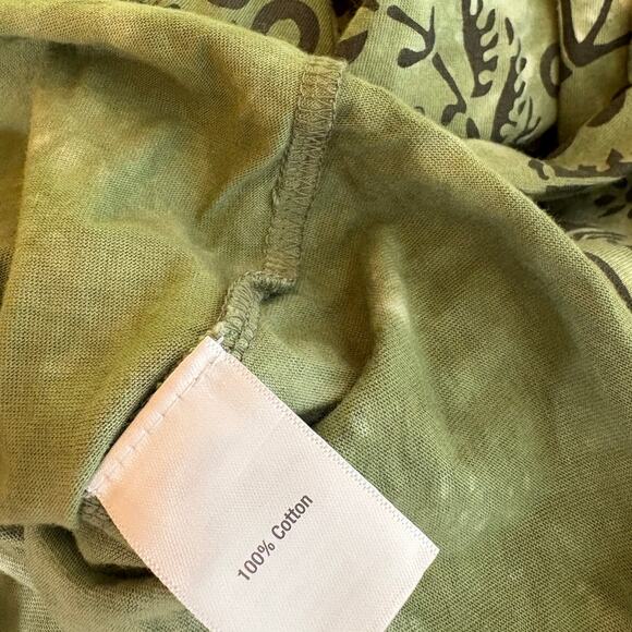 Sahalie Olive Cotton Jersey Pullover Dress w Block Print Pattern, Tie Dye size L - Picture 8 of 11